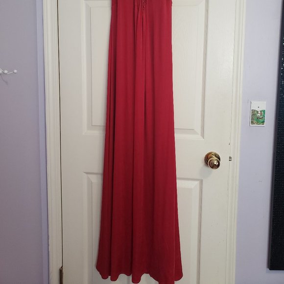 BCBG Red Beaded Halter Dress (S/M) - Picture 3 of 3